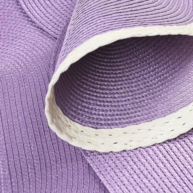Round Placemats Set of 6, Woven Table Mats, Mint Purple | Braided Paper Edge, 15 Inch Diameter, Fits Dinner Plate and Flatware, Wipeable, Heat Resistant, Indoor Dining, Outdoor Patio