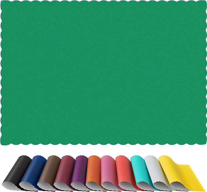Paper Placemats - Disposable - Scalloped Edge (50, Green)