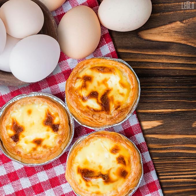 LEGLO Mini Pie Tins 3 Inch, 100 Pcs Round Disposable Aluminum Egg Tart Tins | Skip the Cleanup - Moisture-Resistant, Oven-Safe, Easy-to-Use Pans for Baking Individual Cheesecakes, Quiches, and Pot Pies