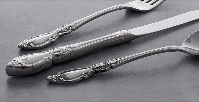 Oneida Louisiana Dinner Spoons Silverware Set for 4, Flatware | 18/8 stainless steel, mirror finish | 6.8 inch length | great for soup or everyday dining, cutlery set, utensil set