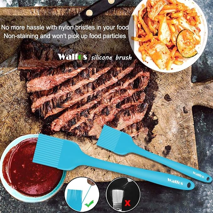 Walfos Silicone Basting Pastry Brush, 600℉ Heat Resistant Pastry Brush for BBQ Grill Baking Kitchen Cooking, BPA Free and Dishwasher Safe