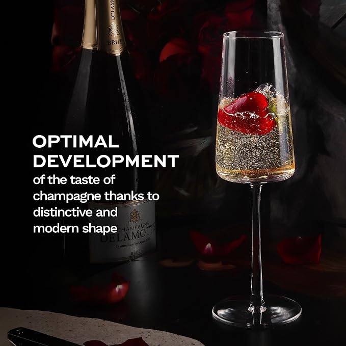 Stölzle Lausitz Champagne Glasses Power 2-Piece Set 8 oz – Elegant Flutes Ideal for Prosecco & Sparkling Wine – Elegant Crystal Champagne Glasses – Dishwasher- & Shockproof