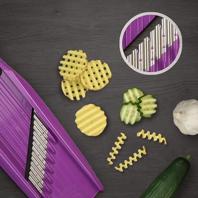 Börner Wave-Waffle XXL PowerLine Crinkle Cut Vegetable Slicer (Puple) • Slicer for XXL Wave & Waffle Cut • Wavy Vegetable Cutter • Slicer for Lattice Potatoes & XXL Wavy Potato fries