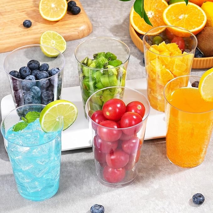 BYSNOW 300 Pack 12 oz Clear Plastic Cups, Disposable Plastic Cocktail Cups | Disposable Heavy Duty Clear Drinking Cups, Hard Punch Plastic Wine Glasses Cups for Party, Wedding, Home, Soda, Juice