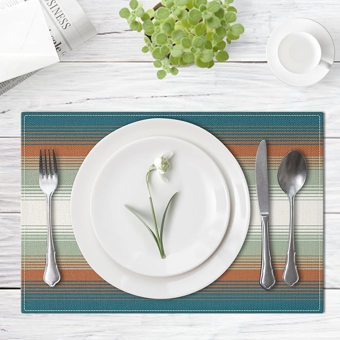 Emvency Farmhouse Placemats Set of 4, 12x18 Inch, Southwestern Aztec | Western Mexican Art Painting Table Mats for Outdoor Home Party Kitchen Dining Decoration