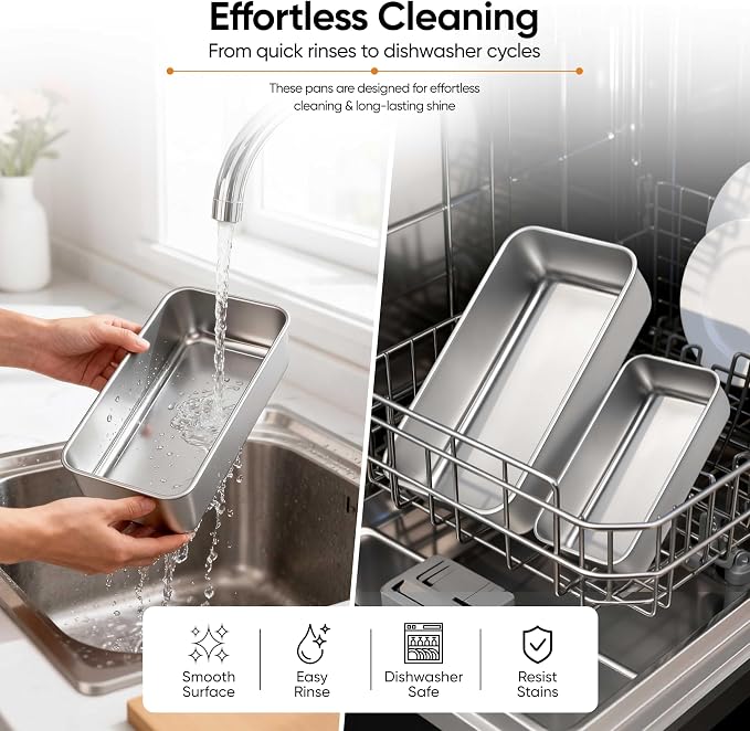 LIANYU Loaf Pan Set, 9x5Inch Bread Pans & 6.3x3.5Inch Mini Bread Baking Pan | 20 Pack Stainless Steel Bread Loaf Pans for Meatloaf Cake, Healthy & Non Toxic, Dishwasher Safe, 10 Medium Pan + 10 Small Pan