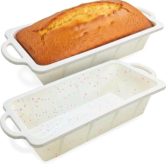 Silicone Mini Loaf Pans – 2 Pack, 8 Cavity Silicone Molds for Baking, Non-Stick Silicone Baking Pan (Loaf)