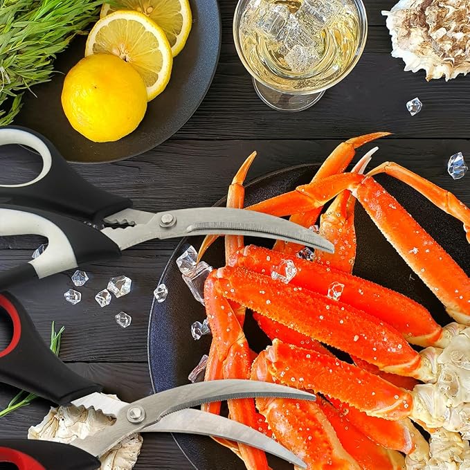 Kitchen Aid Poultry & Seafood Shears - All-Purpose Stainless Steel Scissors Pack of 2 for Crab Legs, Chicken Bones & Shrimp