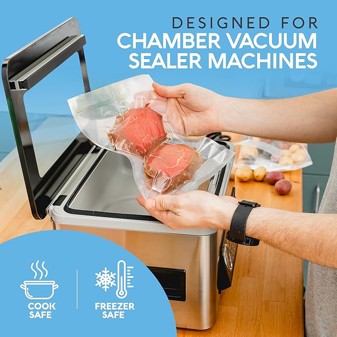 Avid Armor Chamber Vacuum Sealer Bags – Heavy Duty, BPA-Free, Pre-Cut Chamber Vacuum Bags for Food Preservation, Freezer Storage, Sous Vide and more, 250/Pack (8x12) – Multi-Use Vacuum Bags