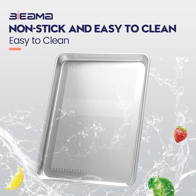 BIEAMA 6 Pack Perforated Half Size 18" x 13" Baking Sheet Pan | Aluminum Commercial Bakery Equipment Cookie Sheets, NSF Approved Baking Tray