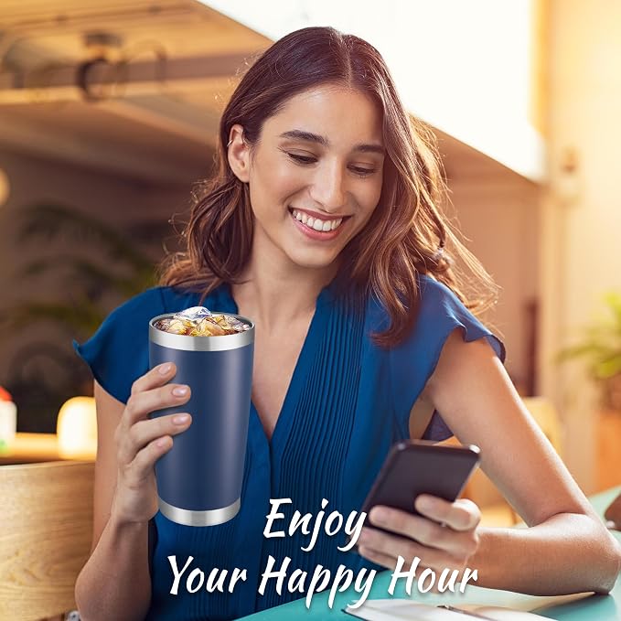 20 oz Tumblers Bulk Stainless Steel Tumbler with Lid Double Wall Vacuum Insulated Coffee Mug 20oz Powder Coated Cup for Hot and Cold Drinks, Navy, 6 pack | Navy, 20oz Insulated Coffee Mug, Double Wall Vacuum, Powder Coated Cup, for Hot and Cold Drinks