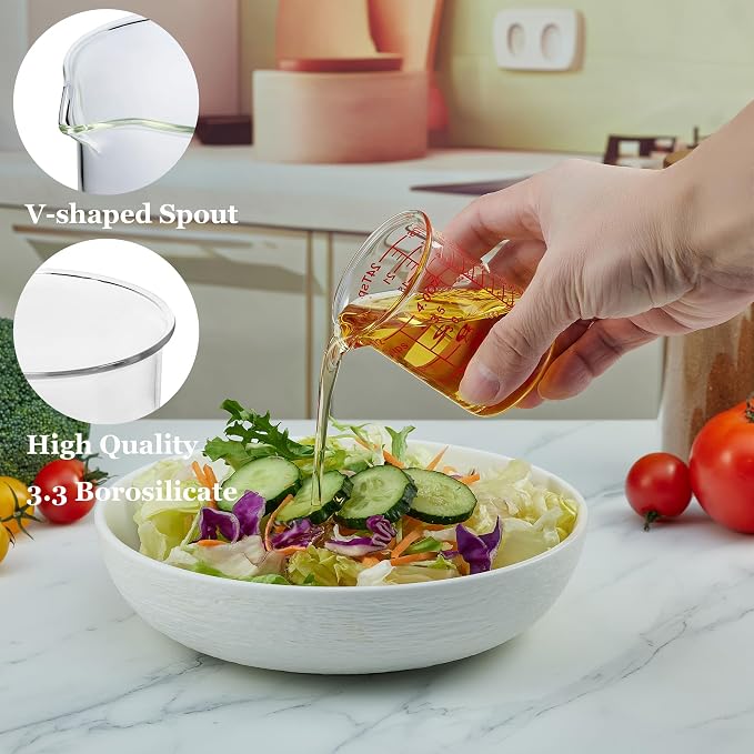 120 ML/4OZ High Borosilicate Glass Measuring Cup-V-Shaped Spout,Glass Measuring Beaker for Kitchen or Restaurant, Easy to Read(SINGLE)