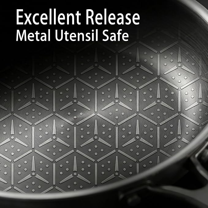 LOLYKITCH 8.5 Inch Hybrid Nonstick Frying Pan with Glass Lid | PFOA Free | Stainless Steel Skillet | Non-Toxic | Stay-Cool Riveted Handle | Dishwasher and Oven Safe | Induction Ready