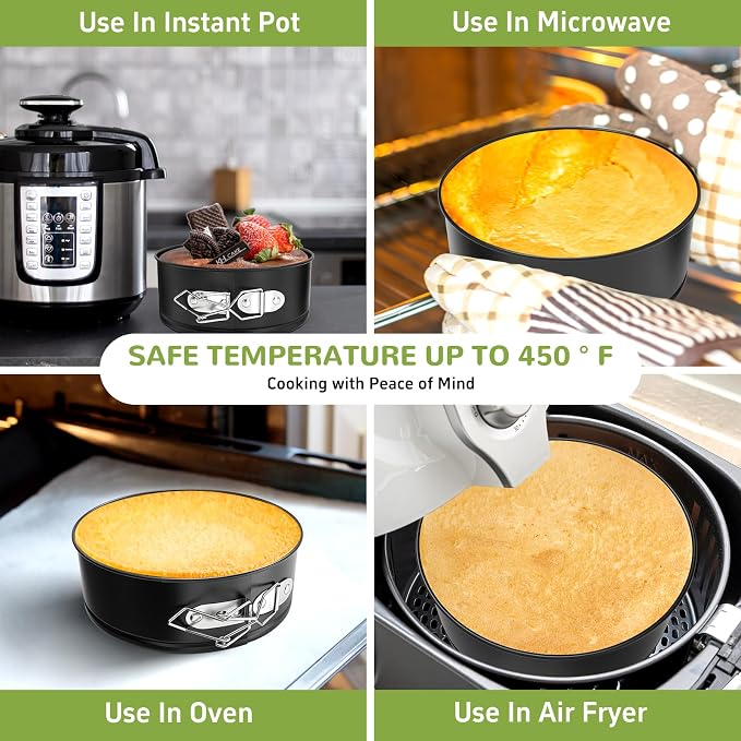 ZeroPone 4 Pack Mini Springform Pan Set for Mini Cheesecake Pizza | Non-stick Cheesecake Pan with Removable Bottom Small Cake Mold withstands up to 450°F