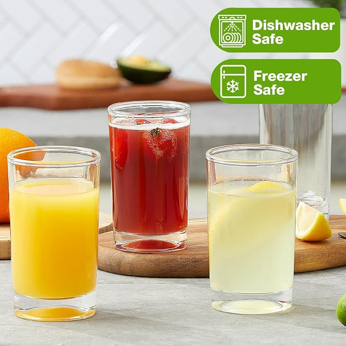 Mfacoy Small Juice Glasses Set of 6, 5.5-ounce Glass Cups, Heavy Base Small Drinking Glass Set, Clear Cups, Thick and Durable Shot Glasses, Drinking Glasses for Juice and Milk (Full Size - 5.5 Ounce)