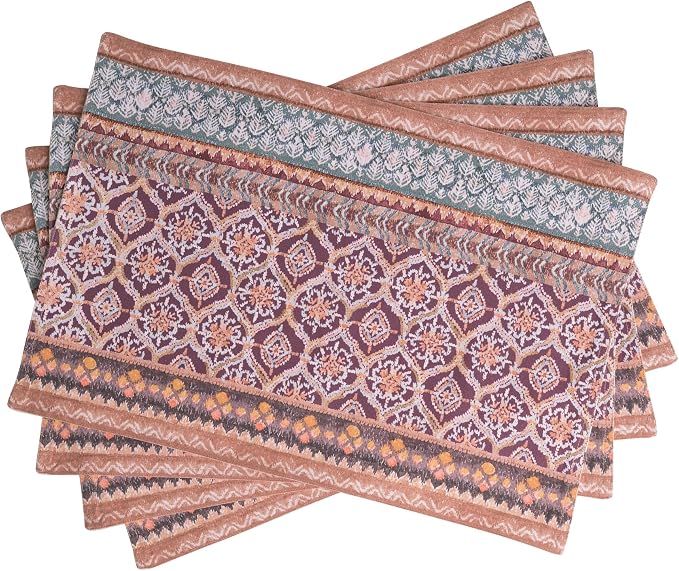 Maison d' Hermine Placemats Set of 4 Reusable 100% Cotton (13"x19") | Cloth Place Mats Washable Table Mats for Kitchen Dining Party Wedding Hotel Home Thanksgiving Christmas - Fair Isle