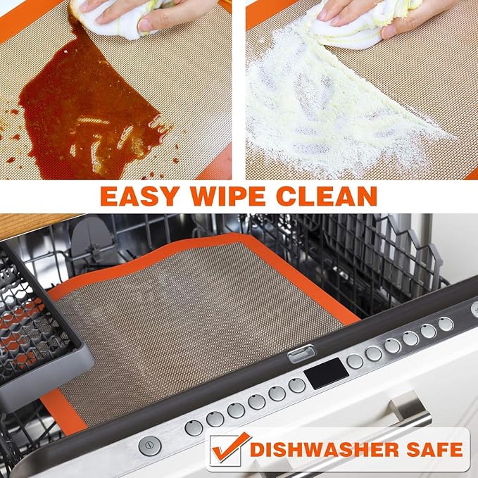 Best German Silicone Baking Mat - 2 Medium-Sheet Size | Non Slip Silicone Baking Sheet, Non Stick Reusable, BPA Free, PFOA Free, Non-toxic, Dishwasher Safe