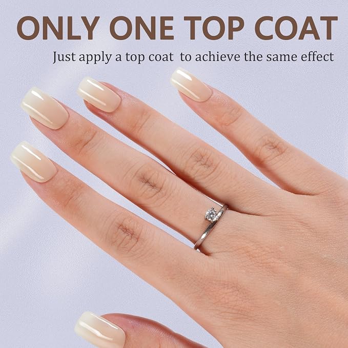 Misssix Peach White Ombre Press on Nails 160Pcs Short Square Gel Fake Nails | Gradient No Need to File Tips Pre-lasting, Fake Nails for Nail Art DIY 16 Sizes