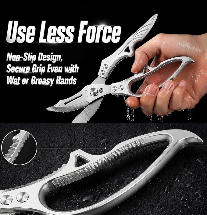 Heavy Duty Kitchen Scissors for Chicken, Fish & Meat | Cuts Tough Ingredients Easily,Superior Cutting Power,Ideal for Poultry&Seafood,Non-Slip Grip,Easy Cleaning,Rust Resistant