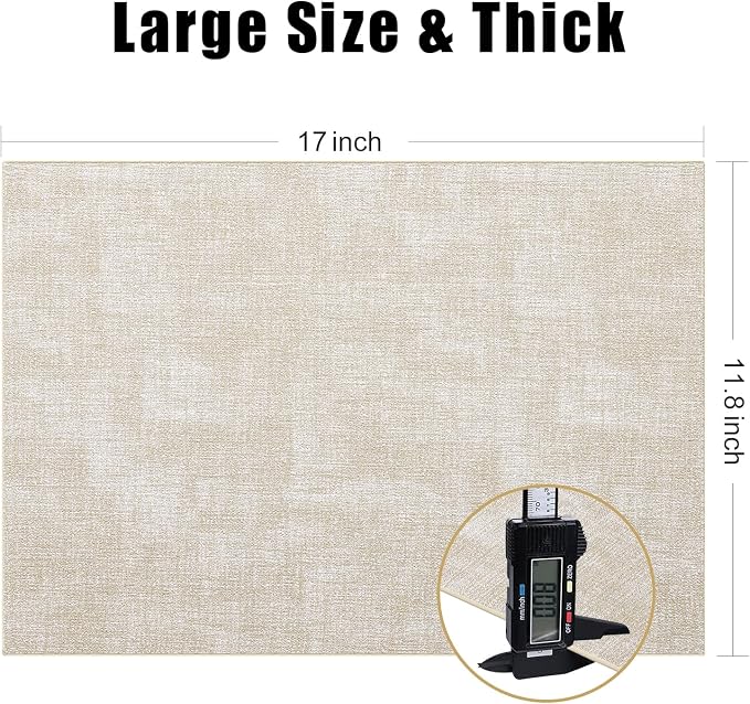 Homaxy PU Faux Leather Placemats for Dining Table, Set of 6, Beige | Waterproof Wipeable Washable Table Mats, Easy to Clean Anti-Slip Place Mats, 11.8" x 17"
