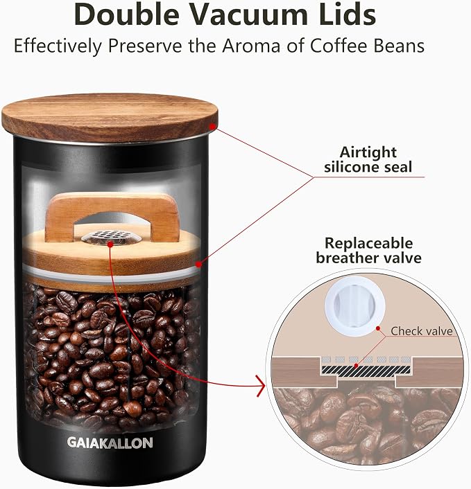 Vacuum Coffee Canister, Stainless Steel Airtight Coffee Storage Container, Coffee Container for 12oz Coffee Beans, Coffee Beans Storage, 34 fl.oz