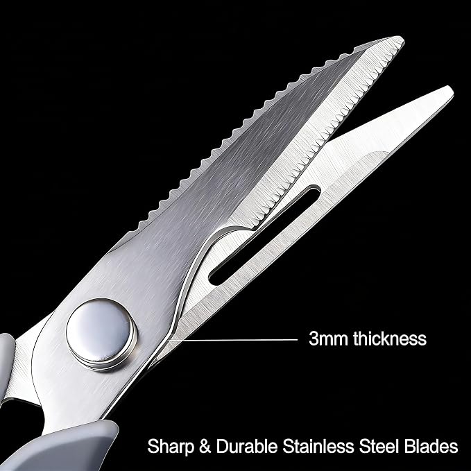 Come Apart Kitchen Scissors for Food, All Purpose Kitchen Shears (Grey) | Easy to Clean, Detachable Blade, Comfort Grip, Multi Functional Cooking Scissors for Meat, Poultry, Fish