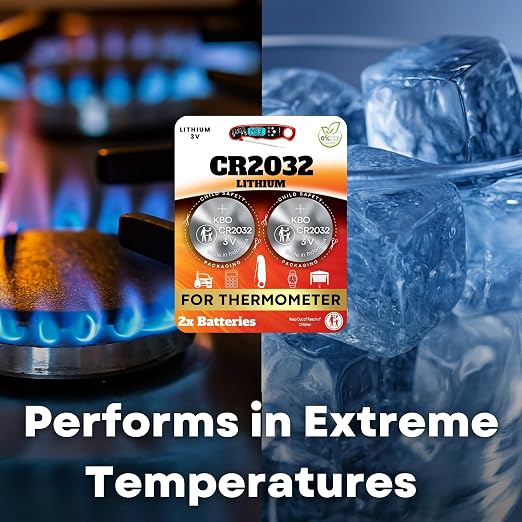 Meat Thermometer Battery Replacement Kit (2-Pack) CR2032 - Compatible with Most Brands - Coin Cell Battery for Meat Thermometers