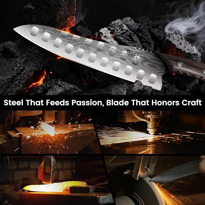Gyutou Chef Knife, 9.5 Inch Japanese Style Kitchen Knife | Ultra Sharp Durable Professional-grade for Slicing, Chopping, Dicing, Ergonomic Anti-slip Handle, Trusted by chefs