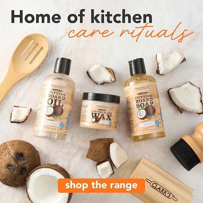 CLARK'S Cutting Board Oil made with Organic Coconut Oil, 12 Oz - Food Grade | Food Safe MCT Coconut Oil, Deep Wood Nourishment, Prevents Drying & Cracking, Butcher Blocks & Bowls