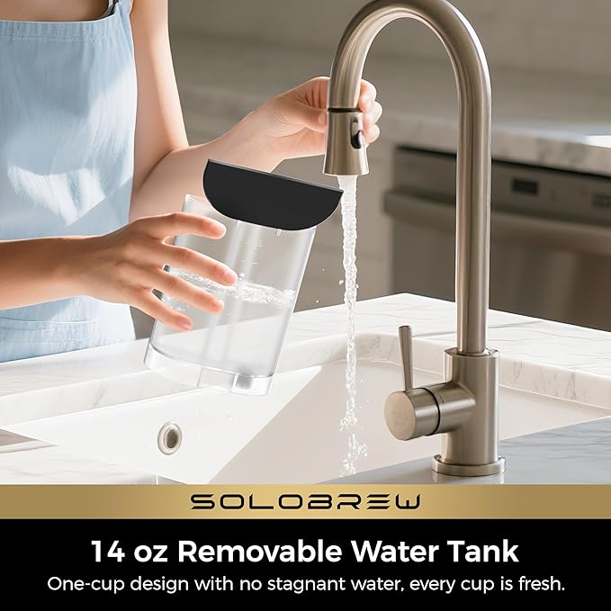 CHULUX SoloBrew Single Serve Coffee Maker for K Cup Pod with Ground Filter | 3 Brew Sizes with Strong & Over Ice Buttons, 14 oz Removable Water Tank, 1000 Watts Instant Heating, Stainless Steel Housing