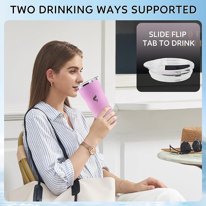 20 oz Insulated Tumbler, Straw and Flat Lids, Cherry Blossom | 18/8 stainless steel, double-wall vacuum insulation, BPA-free materials, reusable straw, for everyday hot and cold drinks.