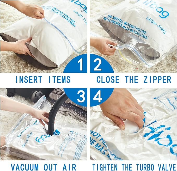 30 Combo Vacuum Storage Bags, Vacuum Seal Bags for Clothing and Bedding | Various Size, Airtight Triple Seal, Save 80% Space, Hand Pump, Work with Vacuum, Double Zip, Reusable, Easy to Use