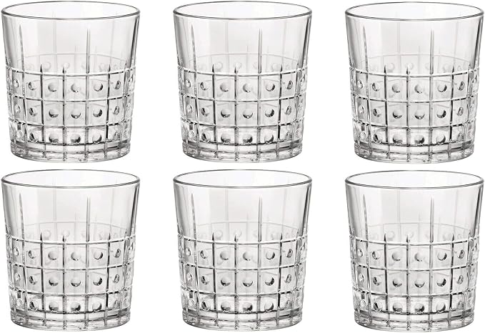 Bormioli Rocco Bartender Este 13.25 oz. Double Old Fashioned DOF Drinking Glasses for Cold Drinks, Juices, and Cocktails, Clear, Set of 6