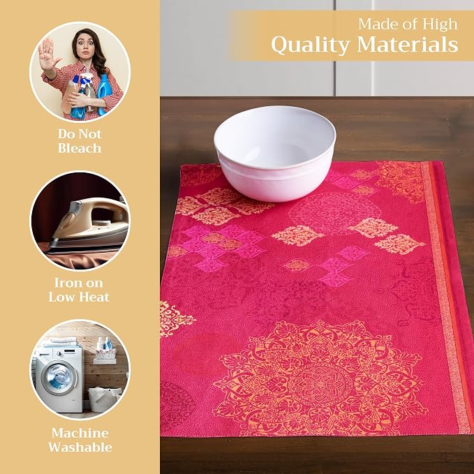 Maison d' Hermine Placemats Set of 4 Reusable 100% Cotton (13"x19") | Cloth Place Mats Washable Table Mats for Kitchen Dining Party Wedding Hotel Home Thanksgiving Christmas - Versailles