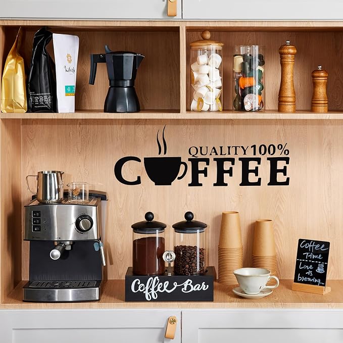 Coffee Container with Shelf: 2P 55OZ Glass Airtight Coffee Holder | Large Capacity Coffee Canister w/Scoop - Kitchen Food Storage Jar for Ground Coffee/Tea/Sugar/Cereal/Nuts/Coffee Bar