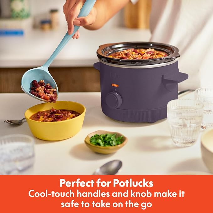 bella 1.5qt Manual Non-Toxic Slow Cooker with 3 Heat Settings, Plum