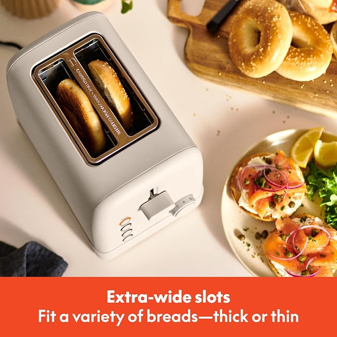 bella 2-Slice Toaster with Extra Wide Slots and 6-Shade Control, Oatmilk