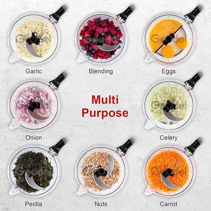 Geedel Large Food Chopper Vegetable Chopper, Manual Food Processor, 3 Cups | 3-in-1: Chop, Blend & Whisk, No BPA, Effortless Handle, Sharp Blade for Vegetable, Fruit, Meat, Nut, Ice, Salad, Salsa, etc