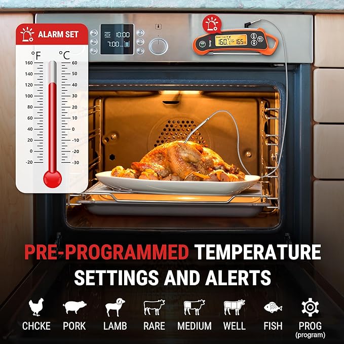 TempPro TempSwift 2 Probes Meat Thermometer Digital with 2 Display Channels | IP65 Waterproof Food Thermometer with 7 Target Temp Settings, instant read meat thermometer for Cooking BBQ Oven Smoker