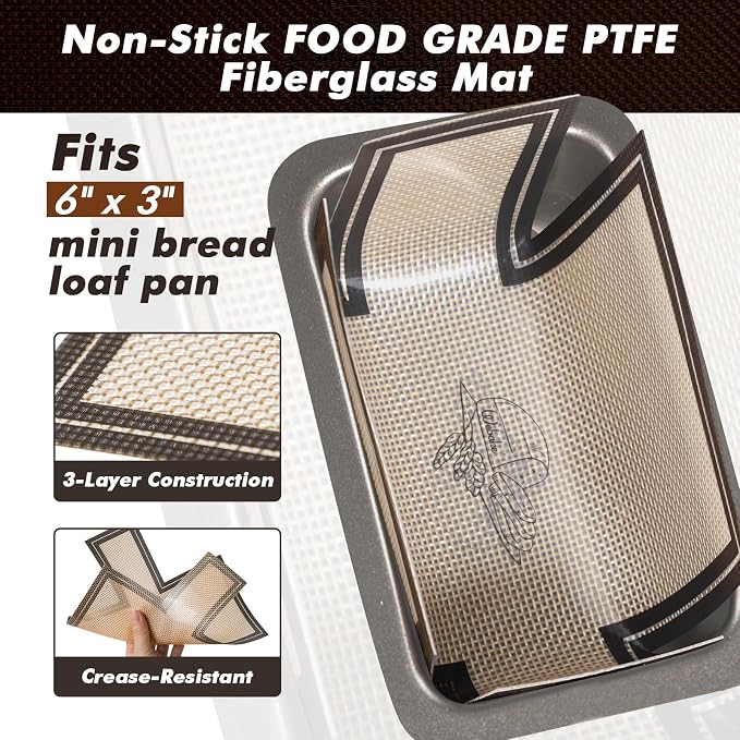Webake Non-Stick Silicone Loaf Pan Liner for 6x3 Small Banana Bread Pan, 4 Pack Reusable Bread Loaf Pan Liners, Dishwasher Safe