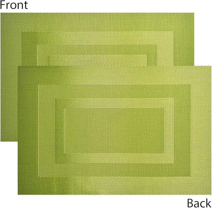 PIGCHCY Placemats Washable Vinyl Woven Table Mats,Elegant Durable Placemats for Dining Table Set of 4 (18 x 12 inches, Lime Green)
