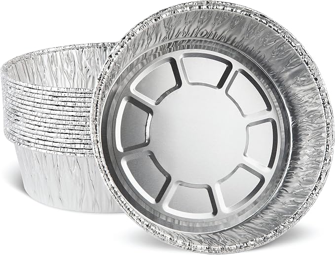 PLASTICPRO 8'' Inch Round Tin Foil Pans Disposable Aluminum, Deep Freezer & Oven Safe - For Baking, Cooking, Storage, Roasting, & Reheating, Pack of 20