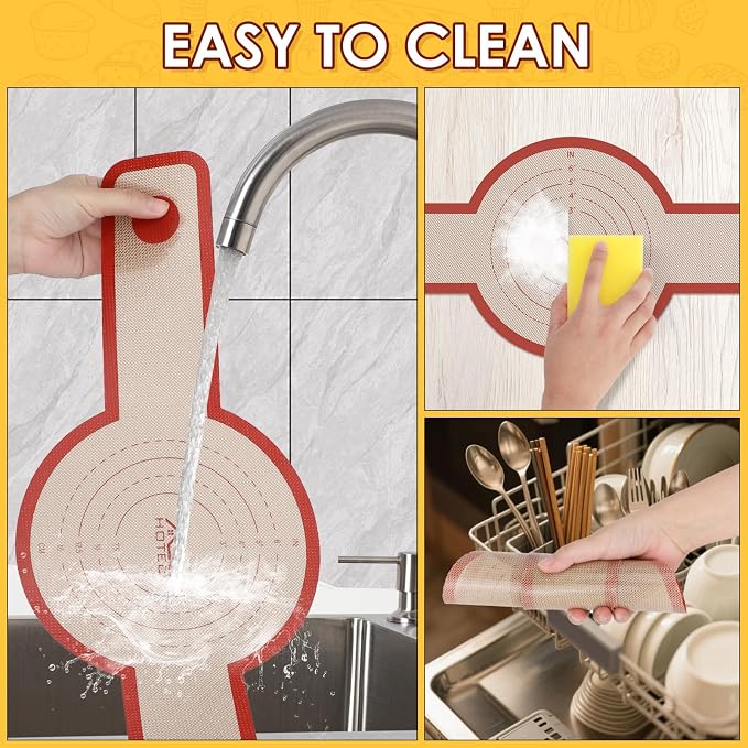 HOTEC 2 Pcs Silicone Bread Sling for Dutch Oven, 0.7MM Thickened Heat Resistant to 500°F Non-Stick Baking Mat with Long Handle Easy to Transfer Sourdough Bread, Dutch Oven Liners Baking Supplies