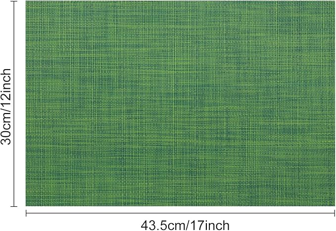 Myir JUN Placemats Set of 4 Kitchen and Dining Table Placemats | Vinyl Placemats Place Mats Indoor/Outdoor Set of 4 Washable Table Mats Non-Slip Place mats for Dining Table, Dark Green