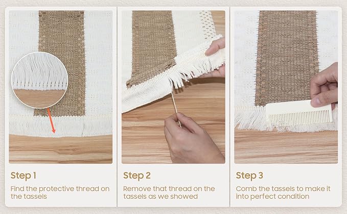 Placemats Set of 6 w/Charger Plates Table Mats Table Runner & Napkin Rings | All in One Placemats,Boho Farmhouse Style Heat-Resistant Non-Slip Protective Round Woven Placemats for Dining Table Décor