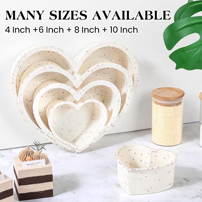 4 Inch Mini Heart Shaped Cake Pans, Cream, Set of 2 | Nonstick, Easy to Clean, BPA-free, Heat Resistant up to 446℉, Oven Safe, Dishwasher safe, for Baking