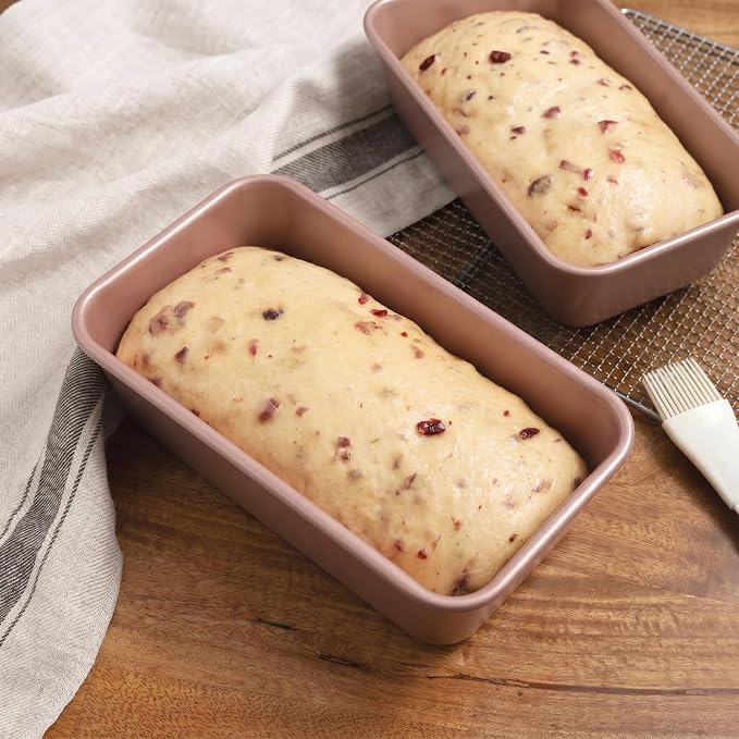 Elsjoy 4 Pack Non-Stick Loaf Pan, 9.5 x 5.5 Inch Champagne Bread Loaf Pans Carbon Steel Bread Tin Set for Baking, Metal Bakeware for Bread, Meatloaf, Cake