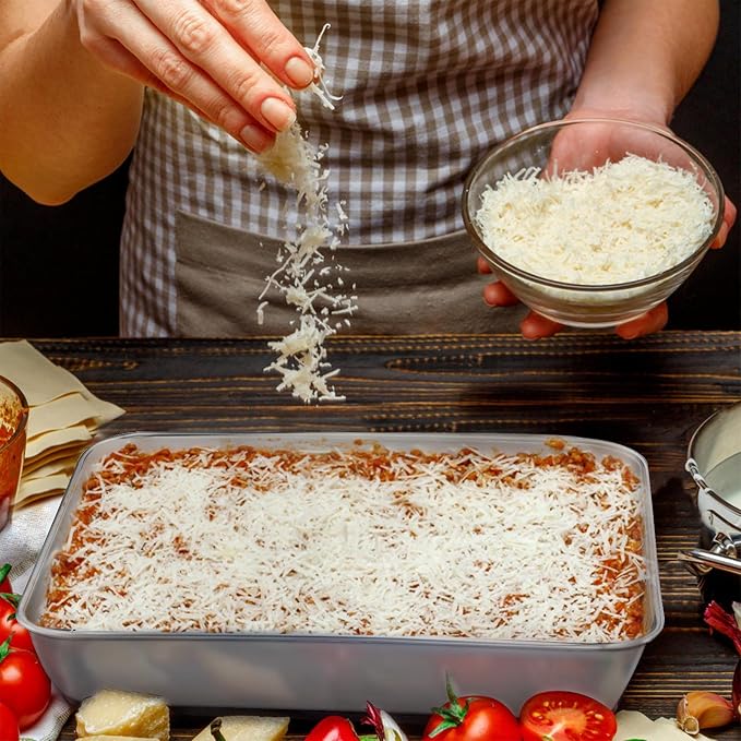 E-far 2 Pack Stainless Steel Baking Pans, 12⅓ x 9¾ x 2 Inch for Cake | Rectangular Deep Sheet Cake Pans for Lasagna Brownies Casseroles, Non-toxic & Healthy, Heavy Duty & Dishwasher Safe