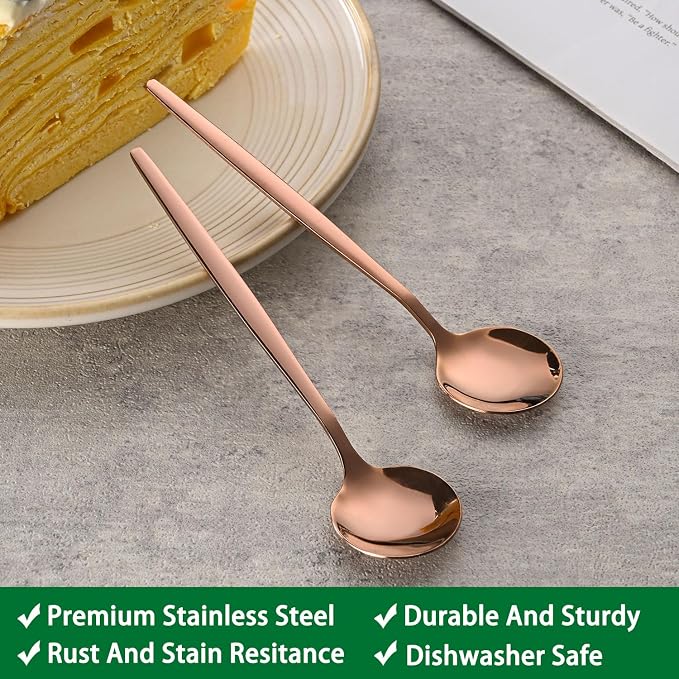 5.1Inch Stainless Steel Coffee & Tea Spoons Set,Rose Gold Teaspoon,Small Spoons For Dessert or Tea,Espresso Spoon For Cafe