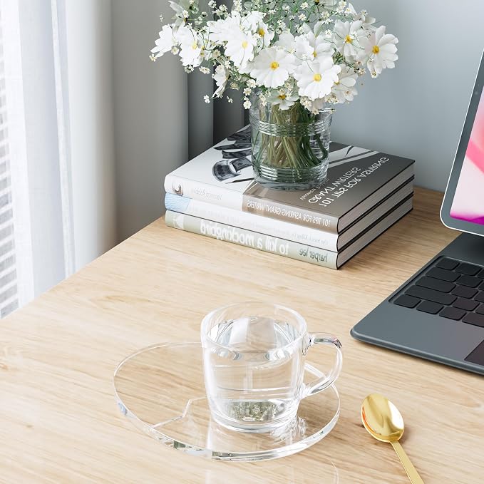 Acrylic Coaster Decorative Plates,2Pcs/Set Office Desk Accessories, Clear Dinosaur Egg Shape Coffee Cup Decor, Perfect for Tabletop Protection and Display.